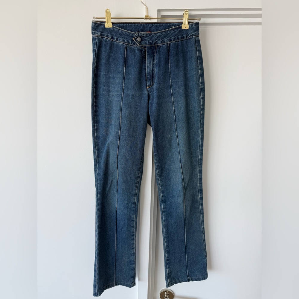 Diesel Vintage "Only the Brave” Pintuck Straight Leg High-Rise Blue Wash Jeans